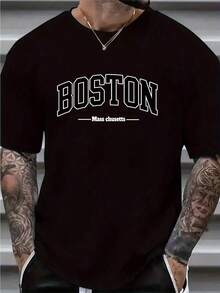 Camiseta de Manga Corta Holgada Casual Versátil con Estampado Divertido, para Vacaciones, Trabajo y Uso Diario - Negro - Ver 8