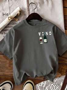 Women's T-Shirt, Short-Sleeved Graphic Tee, Casual Street Style, Cute Summer Top - Gris - View 2
