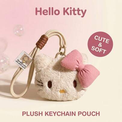 SANRIO 1pc Hello Kitty Plush Head Pendant Cute Cartoon Animal Doll Bag Charm Soft Stuffed Toy Gift For Girls Women Kids