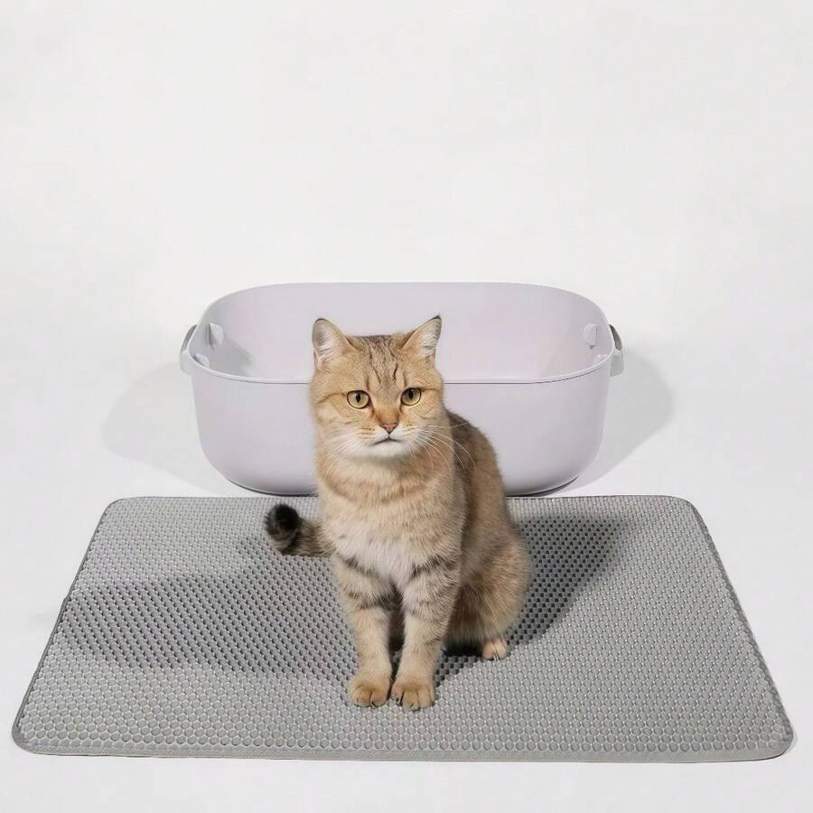 1.2厘米厚防水猫砂垫,双层可水洗猫砂收集垫,适用于小型、中型和大型猫砂盆 - 灰色 - 查看 1