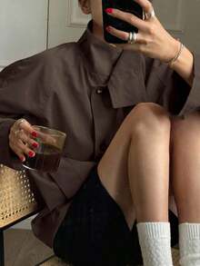 Women Trench Coats - 全穀類咖啡 - 查看 6