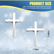 2PCS Metal Cross Emblem Stickers 3D Jesus Christ Car Decals Self-Adhesive Religious Auto Emblem Badge Decal Decoration For Truck Motorcycle Car Body Tailgate And Fenders Silver - Silver - View 2