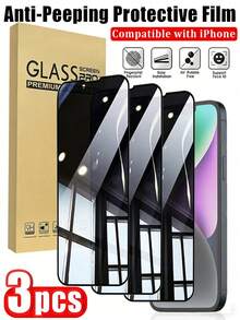 kamyuurs Bộ 3 miếng dán màn hình cường lực viền đen phủ toàn màn hình, tương thích với iPhone 17 Pro Max/17 Air/17Pro/17/17e/16 Pro Max/16 Pro/16 Plus/16e/16/15 Pro Max/14 Pro/13/12 Mini/11/Xs Max/Xr/7/8/Plus, chống bám vân tay, chống sốc, chống trầy xước, quà tặng ngày lễ, bảo vệ quyền riêng tư hàng ngày. - màu đen - Xem 9