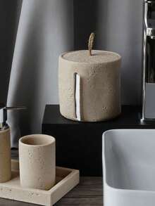 1 cutie rotundă creativă pentru șervețele, suport minimalist pentru șervețele din rășină, dozator de role de hârtie igienică, design cu piatră artificială, potrivit pentru casă, baie, dormitor, decor pentru living, birou - Multicolor - Vizualizare 7
