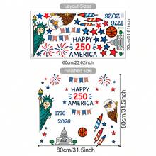 庆祝美国独立250周年窗贴 - 可爱的爱国主义自由女神像和雄鹰静电贴纸，1776-2026 美国7月4日窗贴 - 日主題窗貼 - 查看 8