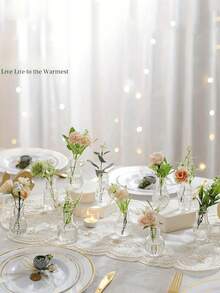 1/10/20-Piece Bohemian-Style Glass Vase Set | Rustic Wedding Mini Vintage Embossed Glass Vases, Home And Table Decorations, Aromatherapy Bottles, Suitable For Home Flower Arrangements, Wedding Decorations, Room Decorations, Etc. - Multicolor - View 7