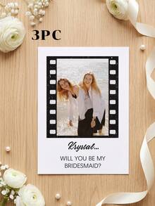 1/3pcs Personalized Photo Bridesmaid Invitation Card, "Will You Be My Bridesmaid?", Maid Of Honor Card, Wedding Gift, Wedding Souvenir ,Forever Love, Gift Ideas - Multicolor - View 33