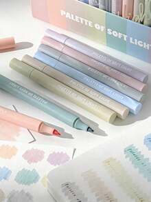 Bộ 8 bút dạ quang màu xám nhạt, tông màu pastel dịu nhẹ, mực gốc nước khô nhanh, thích hợp để vẽ nguệch ngoạc, viết nhật ký, đánh dấu và viết, đồ dùng học tập cho học sinh, quà tặng tựu trường, dụng cụ mỹ thuật. - Màu pastel - Xem 3