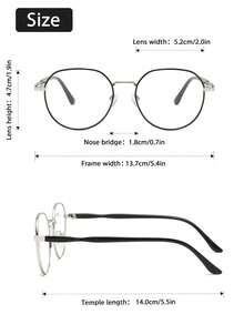 1pc Ladies Appearance Standards, Student Circular Solid-Color Flat Light Glasses. Simple And Versatile, The Transparent Lenses Are Suitable For Reading And Computer Viewing - Black - View 5