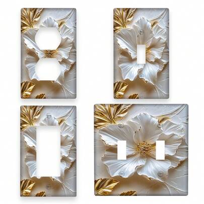 1pc Elegant Abstract Floral Decorative Light Switch Plate Cover - 1Gang/2Gang, Reusable Switch Wall Plate, Artistic Home Decor For Kitchen And Bathroom, Bathroom Decor