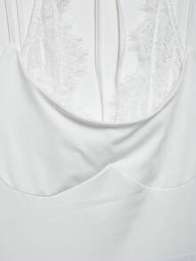 DEEKA Summer New Women's Fashion Sexy Contrast Lace Halter Bodysuit White - White - View 8