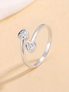 1pc S925 Sterling Silver Delicate Romantic Heart Shaped Toe Ring, Sweet & Cute Versatile Casual Luxury Heart Open Toe Ring, Asymmetrical Design Fashionable Niche - Love - View 4
