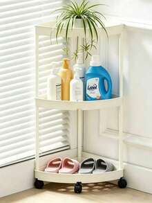 1pc 3-Tier/4-Tier/5-Tier Bathroom Storage Rack With Wheels, Compact Corner Organizer Shelf, Sturdy Plastic Material, Suitable For Kitchen, Living Room, Bedroom, Office, Commercial Restroom And Bathroom, Multi-Function Storage Basket - Multicolor - View 18
