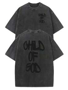 Men's & Women's 1-Piece T-Shirt For Men And Women, 230g, Double-Sided, Washed, With Oversized Shoulders, Printed, Made Of High-Quality Batik Cotton, Retro Style, Fashion Brand, With A Certain Thickness Suitable For Summer T-Shirts, Christmas Gifts. - 黑色 - 查看 1