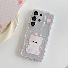 Ốp lưng điện thoại hình mèo dễ thương có gương xoay, chất liệu mềm mại, màu kem, chống rơi vỡ, hình dáng bất đối xứng, tương thích với iPhone 17 Pro Max/16/15/14/13/12/11 [Phiên bản quốc tế, không phải phiên bản nội địa], S26U/S25/S24/S23/S22/A57/37/56/36/26/27/17/16/15, Note 20 Ultra, RYX5/X6/X7X/8/X9, MT, Transsion - Trong sáng - Xem 4