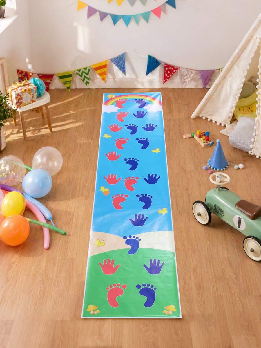 Alfombra de aventura portátil para acondicionamiento físico - Alfombra de juego de manos y pies para baby shower, fiesta de cumpleaños, con superficie fácil de limpiar y diseño plegable, ideal para viajes de camping, unión familiar - Multicolor - Ver 1