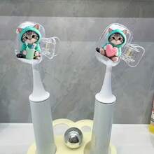 3/2/1對可愛小貓穿綠色套頭衛衣拿愛心圖案便攜式牙刷頭蓋，收納盒，牙刷保護帽架，居家、商務旅行、日常使用與戶外旅行必備浴室配件，便攜式牙刷收納盒，日常牙刷維護，便攜式牙刷保護蓋，動物主題收納盒，裝飾性牙刷蓋，緊湊收納方案 - 彩色 - 查看 3