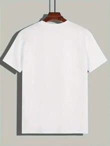 Camiseta de manga corta con estampado de grafiti de anillos y dólares, estilo urbano, estampado audaz, camiseta gráfica, material suave, tela transpirable, top para hombre, camiseta llamativa, para amantes del streetwear, estilo urbano Y2k. - Blanco - Ver 2