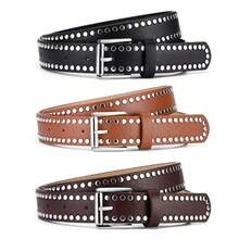 1 chiếc thắt lưng kiểu Y2K, thắt lưng đinh tán phong cách Punk unisex, thắt lưng khóa ghim bằng da PU, thắt lưng quần kim loại phong cách Hip Hop, viền đinh tán hai hàng, phù hợp với áo khoác da phong cách Punk, quần jeans, Halloween, mùa hè, mùa thu đi học. - Nhiều màu - Xem 2