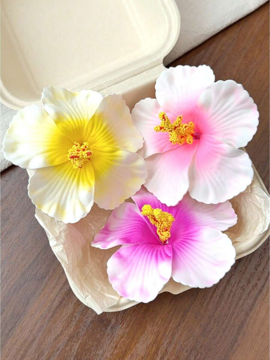 2 chiếc kẹp tóc hoa giả dành cho thiếu nữ, kiểu dáng tươi tắn, thích hợp cho kỳ nghỉ, phụ kiện tóc hàng ngày dễ phối đồ. - Nhiều màu - Xem 1