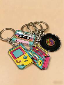 1pc Vintage Music Theme Keychain, Acrylic Keychain With Vinyl Record/Cassette Tape/Recorder Design, Unique Bag Charm Car Accessory Bag Charm School Cute Gothic Y2K Gift For Mom, Dad, Graduation, And Teacher, A Vintage And Nostalgic Keychain Set, Radio+Cassette+Gramophone Recorder Keychain Gift Bag, Acrylic 2D Flat, Bag And Backpack, Fun Design, Sturdy Zipper Chain Keychain, Clothing Accessory, Neutral Accessory - Multicolor - View 14