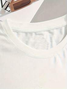 Camiseta Blanca de Manga Corta con Estampado de Amor y Corazón para Uso Casual - Blanco - Ver 3
