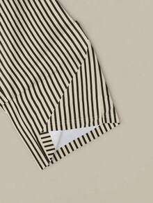 Conjunto informal de 2 piezas de mujer con camiseta de rayas y pantalones de unicolor, para verano - Blanco - Ver 7