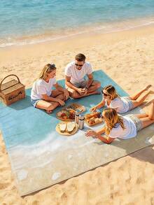 1pc New Waterproof Anti-Sand Digital Printed Beach/Picnic Mat, Fashionable And Fresh Pattern, Suitable For Outdoor Camping And Picnics - A - View 6