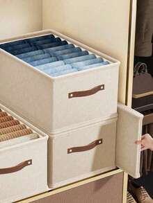 1 pieza Caja de almacenamiento plegable de tela Oxford blanca, organizador de armario sin divisor, adecuado para vaqueros, suéteres, decoraciones, decoración de otoño, decoración navideña, decoración de habitación, decoración del hogar, decoración de dormitorio - Blanco - Ver 4