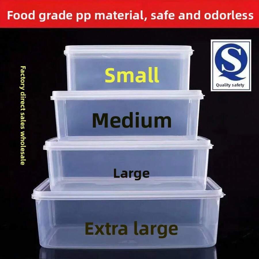 Caja de almacenamiento de cocina rectangular transparente de plástico de calidad alimentaria para refrigeración de frigorífico, caja de conservación de frescura de uso comercial - Tamaño máximo transparente (capacidad aproximada de 8.2 litros) - Ver 1