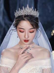 1 chiếc vương miện pha lê bạc cho đám cưới, phụ kiện đội đầu hoàng gia cho cô dâu, phụ kiện tóc dự tiệc sinh nhật, cuộc thi sắc đẹp. - Bạc - Xem 4