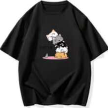 Printed T-Shirt For Men And Women - Black - View 1