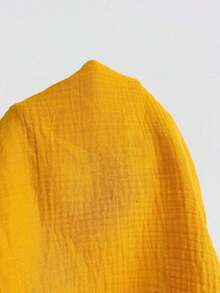 Top sin espalda con textura y lazo, holgado y casual para vacaciones, shorts casuales con elástico en la cintura y bolsillos, para playa y mar - Amarillo - Ver 8