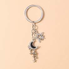 1 pieza Llavero con estrella y luna de estilo INS con diamante de imitación para mujer, accesorio colgante de luna y estrella negra linda, versátil encanto de bolso/llavero de alta gama - Multicolor - Ver 2