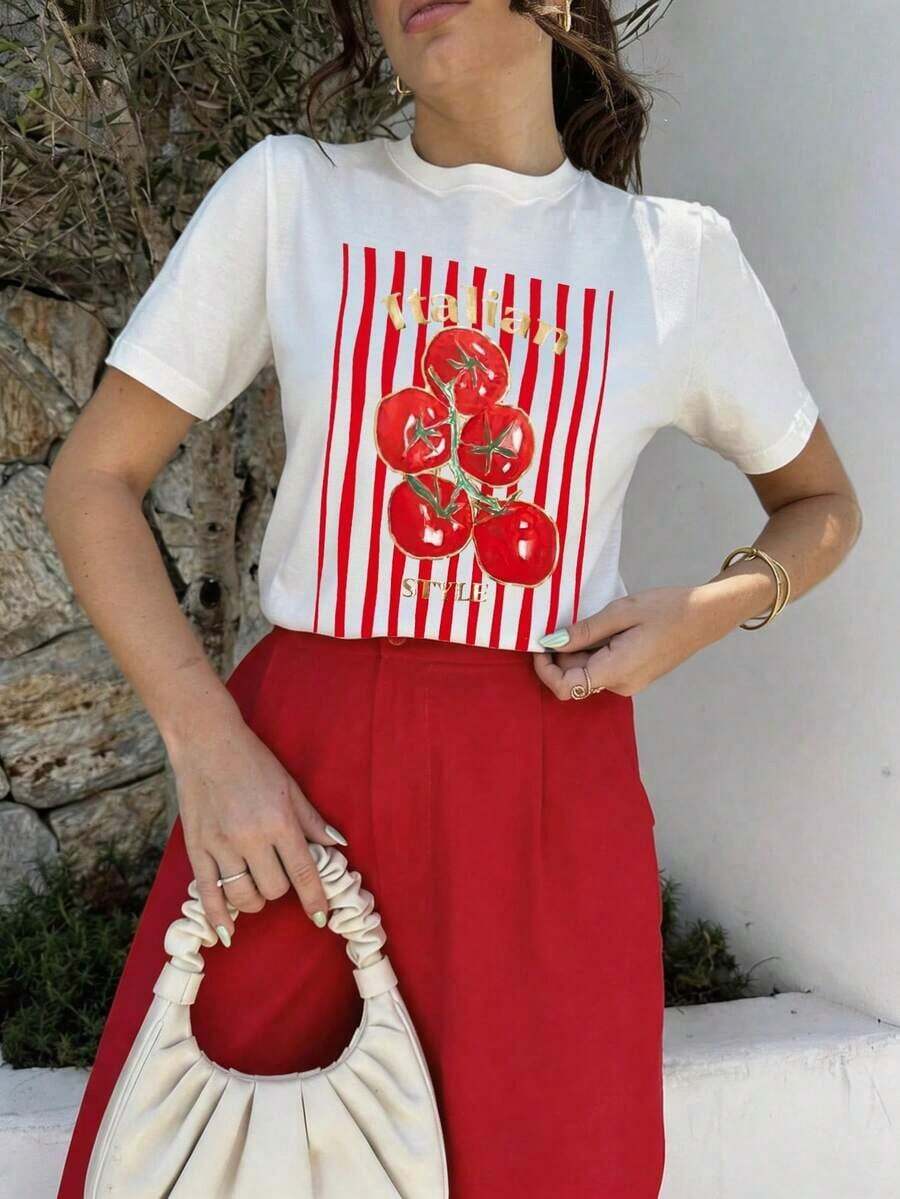 ,Estilo bohemio,,Estilo bohemio, Camiseta de mujer, camiseta de manga corta con gráfico de estilo casual de calle, top de verano lindo,Estilo casual verano,Estilo casual verano - Blanco 15 - Ver 1
