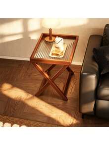 2 Options: Foldable Wooden Side Table/Coffee Table, X-Shaped Side Table With Raised Edge Tray, Multifunctional Bedside Table, Suitable For Home, Living Room, Bedroom, Window Sill, Bedside. Versatile Low Coffee Table, Suitable For Tea Ceremony, Snacks, Laptop, Meditation, Easy To Store. - Multicolor - View 6