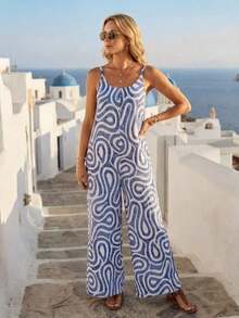 Mono Casual de Pierna Ancha con Bolsillos en Color Sólido para Mujer - Multicolor - Ver 3