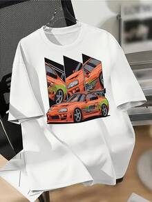 Camiseta de hombros caídos con estampado de letras - Blanco - Ver 1