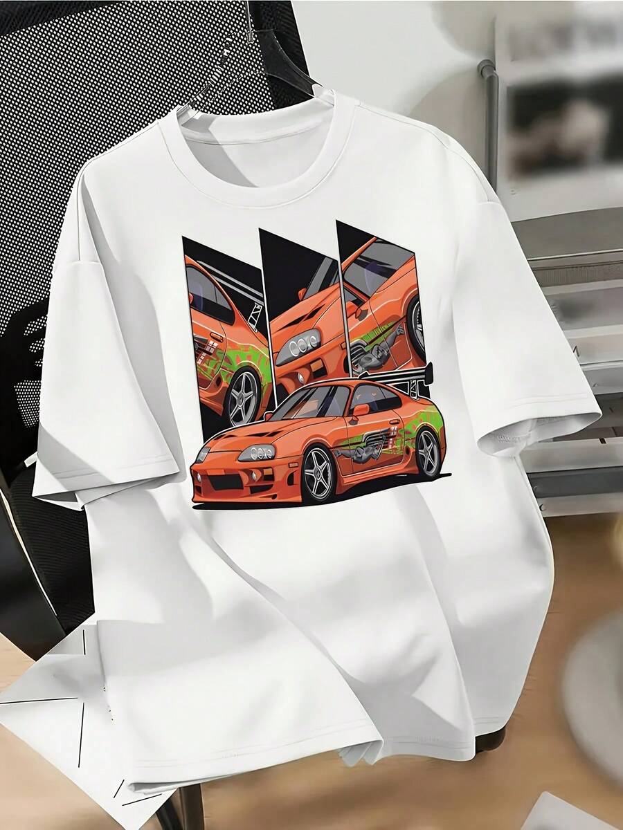 Camiseta de hombros caídos con estampado de letras - Blanco - Ver 1