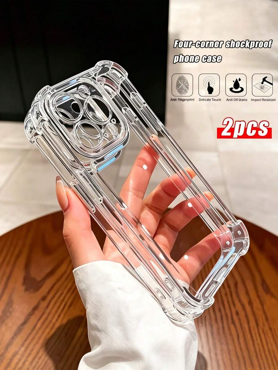 2pcs - Transparent Minimalist Soft Phone Case Compatible With IPhone 17 Pro Max, 16, 15, 14 And 13 Series - Clear - View 1