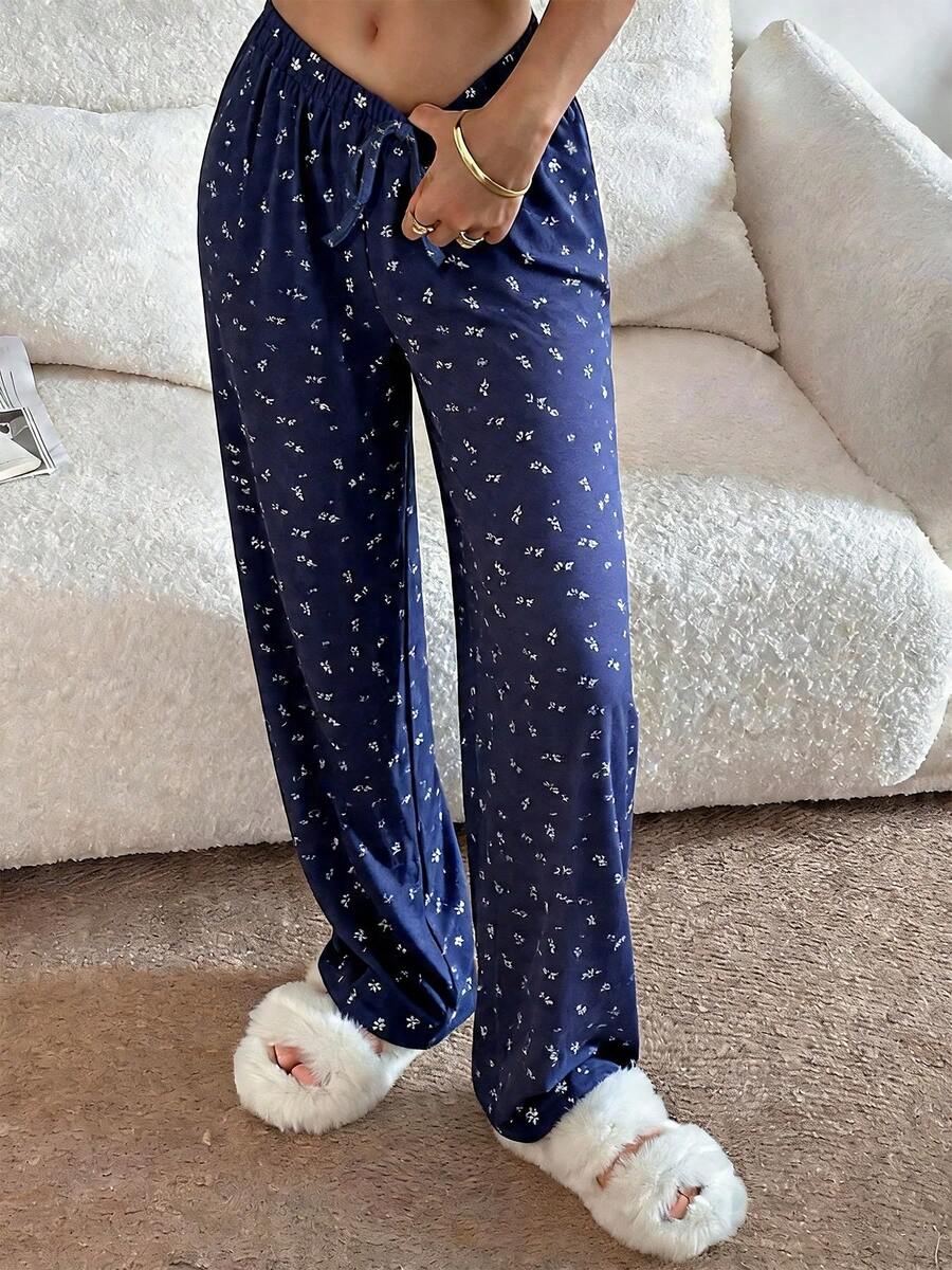 Women's Solid Color Casual Pajama Pants, Lightweight Trousers Suitable For Spring/Summer And All Seasons, Comfortable Homewear - Multicolor - View 1
