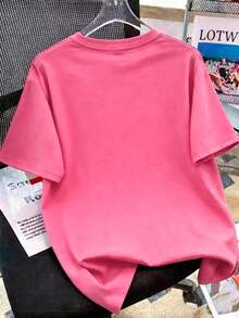 2pcs Set For Girls, Big Kids And Teens, Short Sleeve T-Shirt And Gradient Base Shorts Combination, Gradient Text Print Short Sleeve T-Shirt And Gradient Base Shorts - Casual Loose Daily Wear - Multicolor - View 6