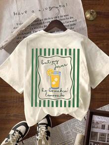 Estilo Y2K, estilo moderno, lo más nuevo de 2026, estilo lindo, estilo casual. Camiseta "Jesus Lemonade", "But My Jesus He Be Makin' Lemonade", camiseta gráfica para mujer, camiseta casual de manga corta con cuello redondo para verano 180g (tallas S-XXXL). - Albaricoque claro - Ver 2