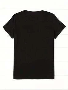 Camiseta de cuello redondo para mujer con estampado "Mamá de Fútbol Americano y Animadora", manga corta, para mamá fanática de los deportes, ropa casual. - Negro - Ver 4