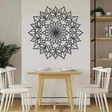 1 pieza Decoración de pared de metal moderno con diseño de mandala, ideal para sala de estar, dormitorio, oficina, decoración versátil para interiores y exteriores, regalo perfecto para boda, cumpleaños, Día de San Valentín, Día de la Madre, Día del Padre, inauguración de casa - flor - Ver 2