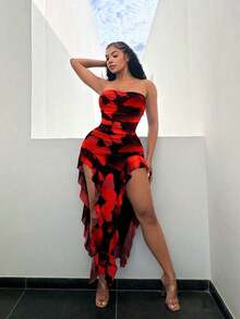 Women Midi Dresses - Red 2 - View 4