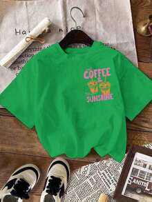 Camiseta  Iced Coffee And Sunshine, Camiseta Iced Coffee, Regalos para Amantes del Café, Camiseta de Verano, Camiseta Summer Vibes, Camiseta de Café - Verde - Ver 3