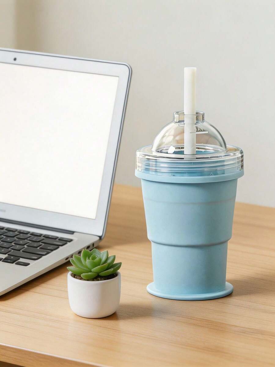 1/2pcs Foldable Ice Ball Cup, Portable Collapsible Straw Cup For Iced Coffee And Cold Drinks, Outdoor Furniture And Car Essential, Fashionable Minimalist Design Easy To Carry - Multicolor - View 1