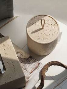 1 cutie rotundă creativă pentru șervețele, suport minimalist pentru șervețele din rășină, dozator de role de hârtie igienică, design cu piatră artificială, potrivit pentru casă, baie, dormitor, decor pentru living, birou - Multicolor - Vizualizare 10