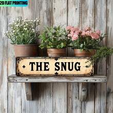 2D flache Retro Wandkunst Schild "The Snug" - Zuhause, Männerhöhle, Küche, Bauernhaus, Badezimmer, Café, Garage, Veranda, Außenbereich - 15.7x3.9 Inches, humorvolle Bastelzimmer Dekoration, Metallwandkunst, perfekte Raumdekoration - A - Übersicht 6